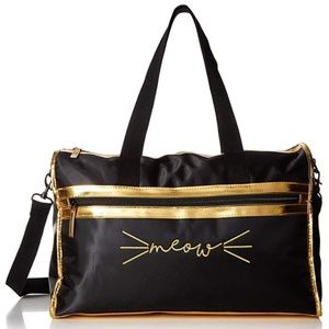 Black with Gold Foil Meow Weekend Bag